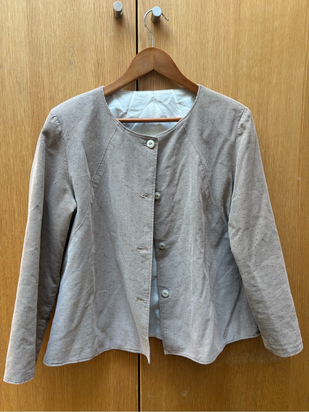 Vintage Neutral Beige Button-Front Jacket